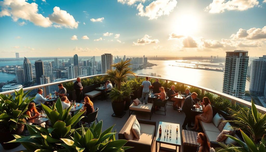 Brickell Rooftop Restaurants Miami Skyline