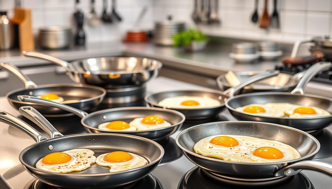 Commercial frying pans for eggs and omelets