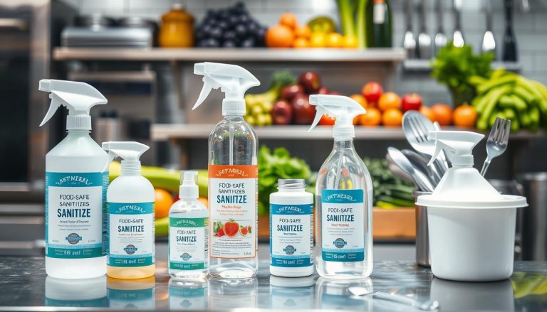 Food-safe sanitizing solutions for prep areas