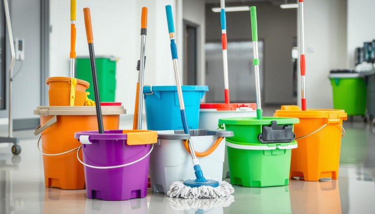 Heavy-duty mop buckets with wringers