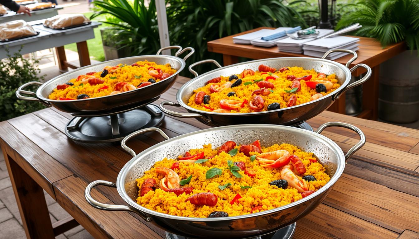 High-capacity paella pans for catering