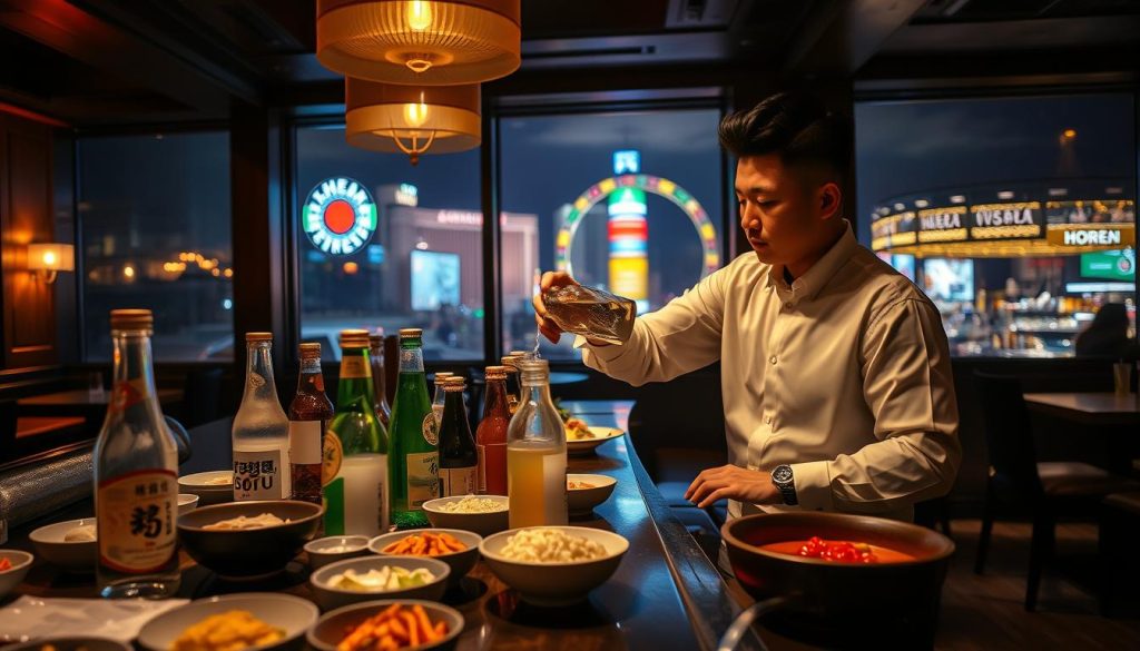 Korean soju and beer in Las Vegas restaurant