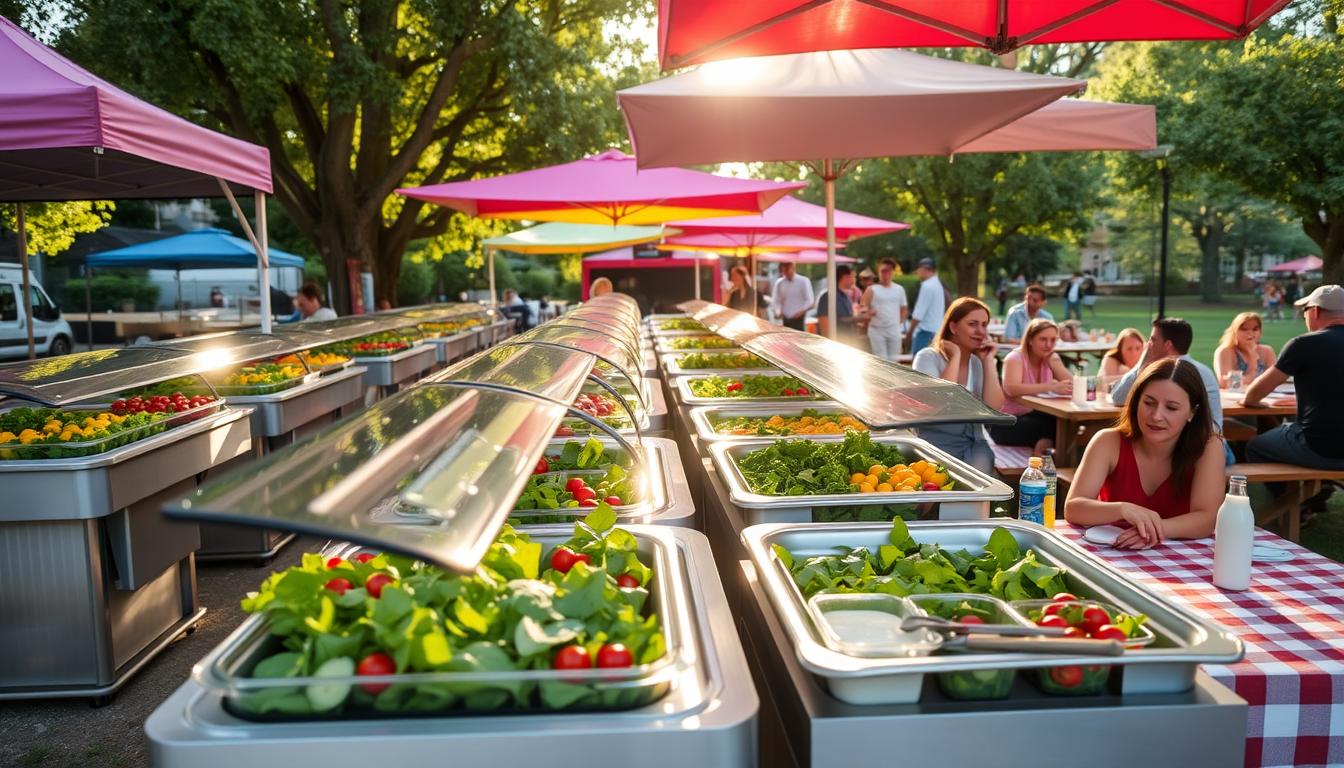 Portable salad bars for outdoor functions