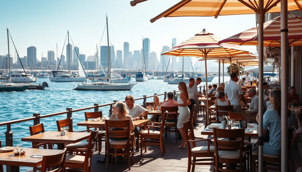 harbor side dining in San Diego