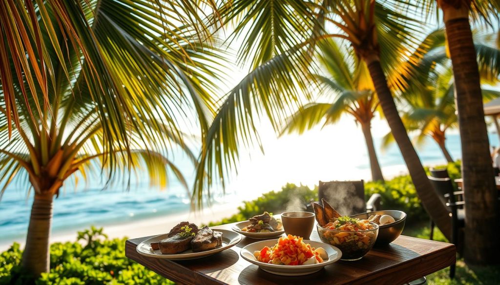 outdoor seafood dining